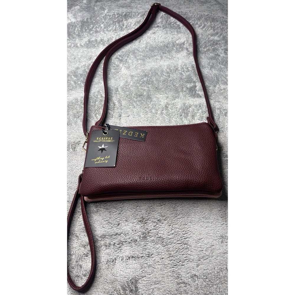 Kedzie Eclipse Wallet Crossbody Bag Wine Blush Pink Vegan Leather KDZECC-WIN NEW